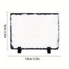 Black rectangular slate photo frame with a display stand, measuring 9cm x 14cm.