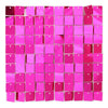 A grid of square iridescent pink sequins used as a shimmering wall backdrop for celebrations.