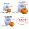 A set of three silicone molds for making fall pumpkin scented candles in small, medium, and large sizes.