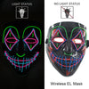 A black EL mask with neon wire details, showing both light status and no light status options.