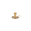 Elegant brass metal candle holder with a cup and a handle for dining or decor