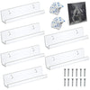 Clear acrylic vinyl record display shelf with stacked vinyl record covers