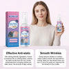 A woman holds a bottle of Jue Fish Anti Static Clothes Spray with a pink label and a box in the background.