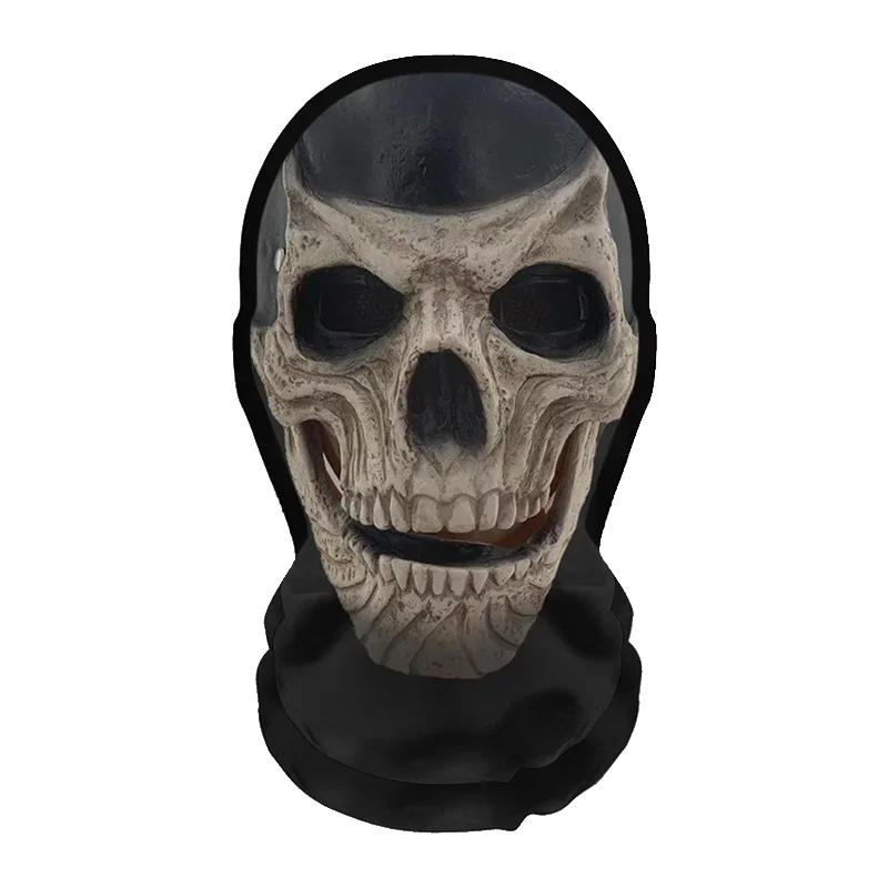 A realistic horror mesh balaclava mask with a skull face carved into the material.