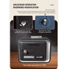 Diagram showing how to modify the operation password on a safe box by moving iron sheets.