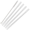 A set of clear borosilicate glass straws with a cleaning brush.