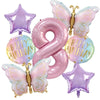 Pink Butterfly & Number Balloon Combo Set