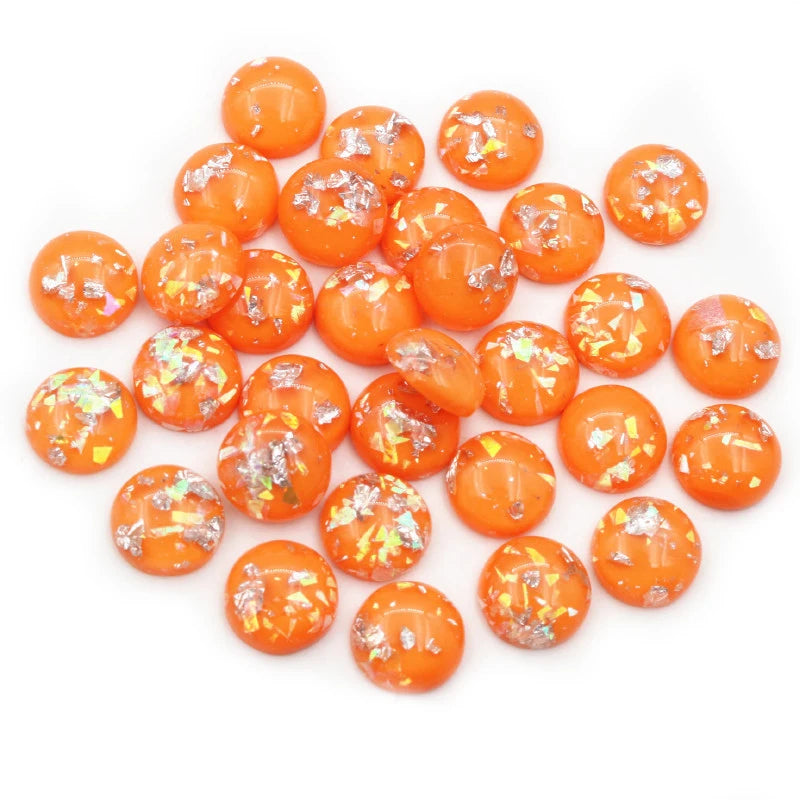 Mixed Color Resin Cabochons with Metal Foil Backing for Jewelry Making