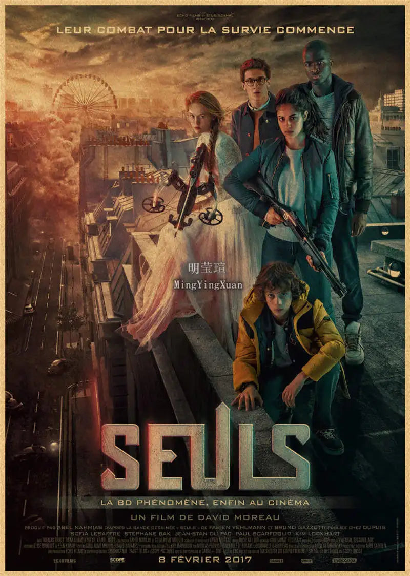 Movie poster for Cells featuring characters in a dramatic, dark setting with intense lighting.