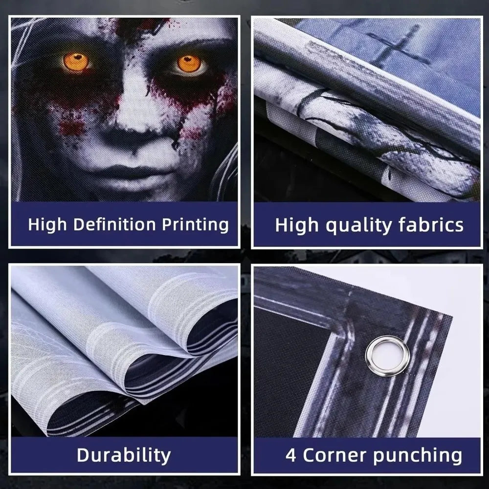 Scary Halloween Window Cover Set with Blood-Themed Design