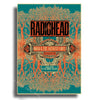 Poster art for Radiohead's album featuring a stylized tree design in orange and teal colors.