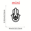 A black line drawing of a mini hand sculpture, measuring 5.91 inches high and 4 inches wide.