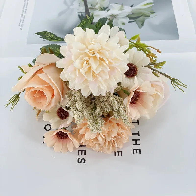 Artificial Fall Rose & Chrysanthemum Bouquet