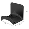 Black adhesive headphone stand designed for desk or wall use.