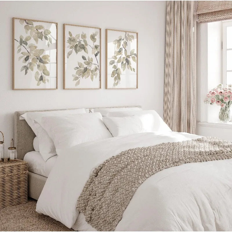 Botanical Sage Green Canvas Wall Art Set of 3