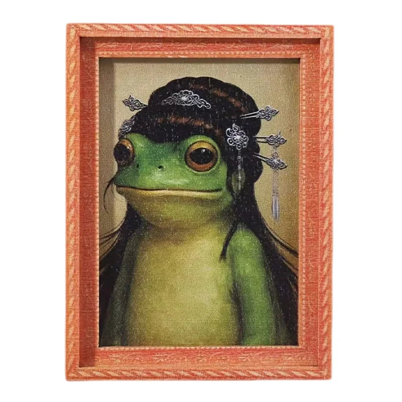 Whimsical Frog Wooden Fridge Magnets with Retro Charm