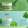 Two product containers, one labeled Eucalyptus and one labeled Mint, showing natural soy wax travel candles.