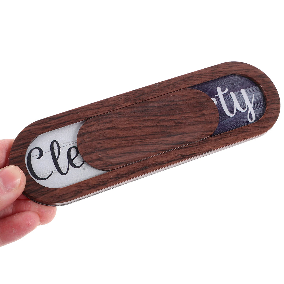 A wooden indicator magnet showing the words Clean and Dirty