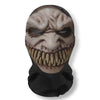 A realistic mask resembling a grotesque, grinning face with sharp teeth and wrinkled skin for cosplay or party use.