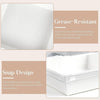 Close-up view of clear lidded paper sandwich boxes highlighting grease resistance and snap design features.