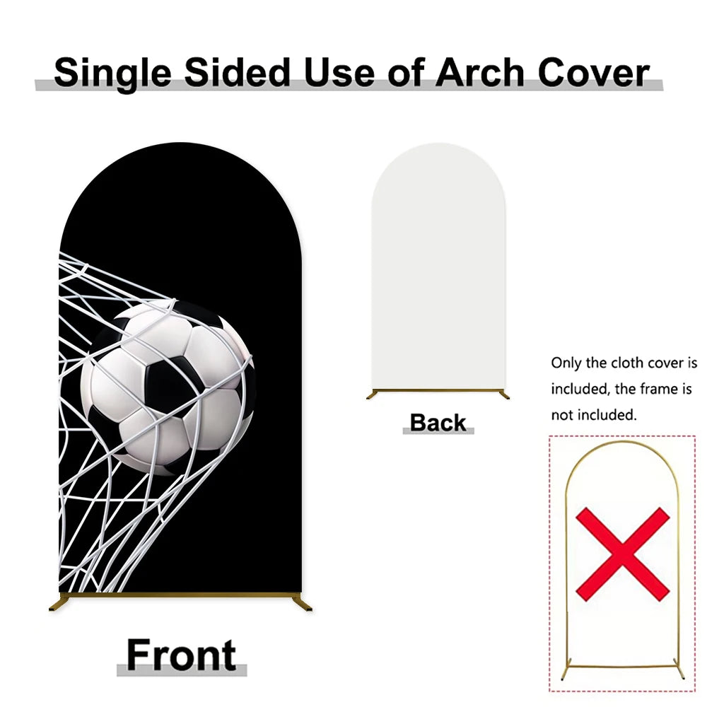 Diagram showing the single-sided use of an arch cover, illustrating the front and back views with and without the frame.