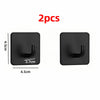 Two black stainless steel self-adhesive wall hooks shown against a white background.