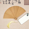 Traditional Bamboo Folding Fan with Solid Color Design