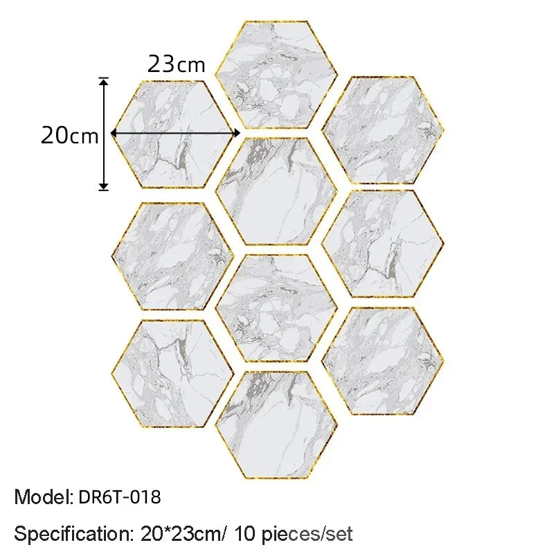 Hexagon Peel-and-Stick Wall & Floor Tiles