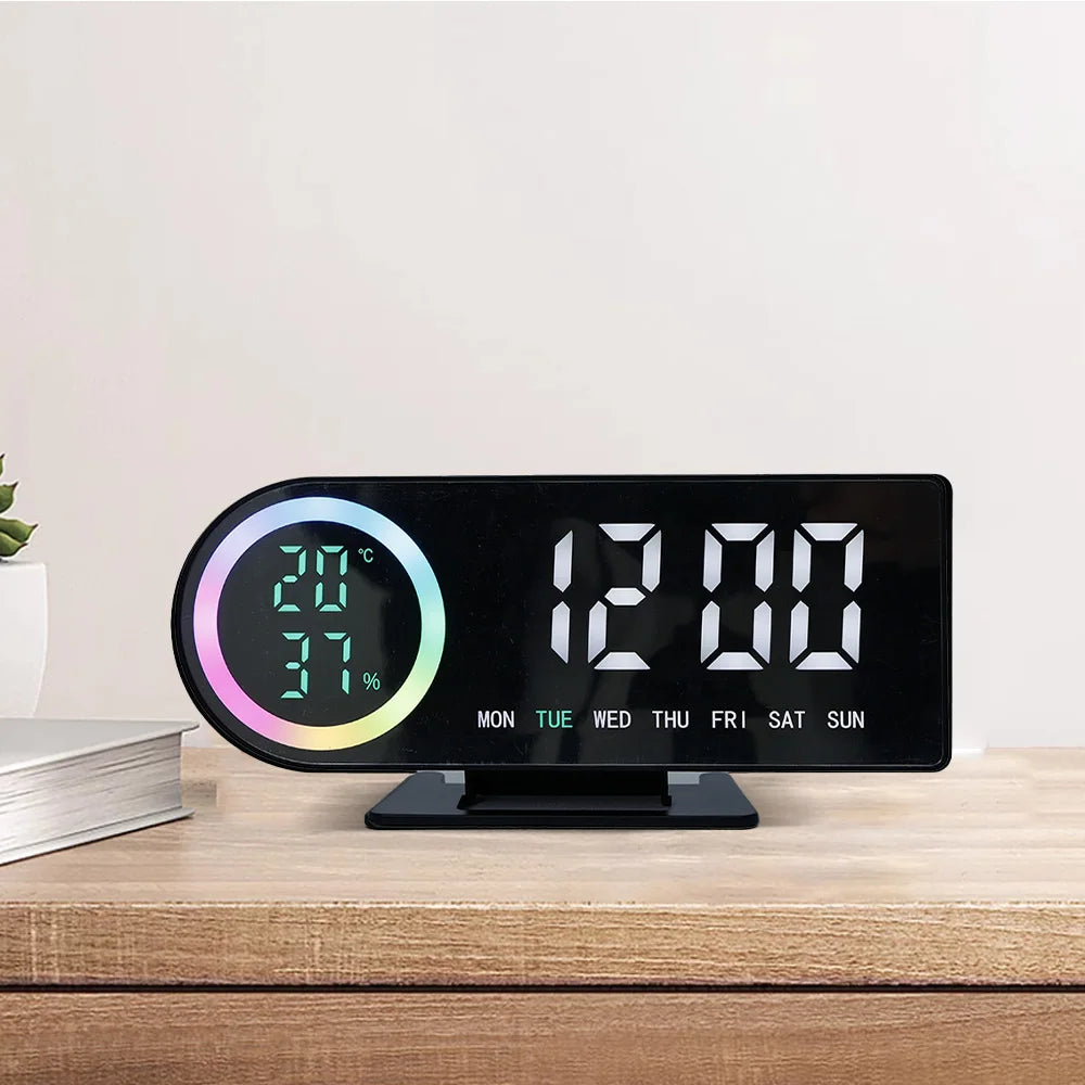LED Digital Alarm Clock with 7-Color Display