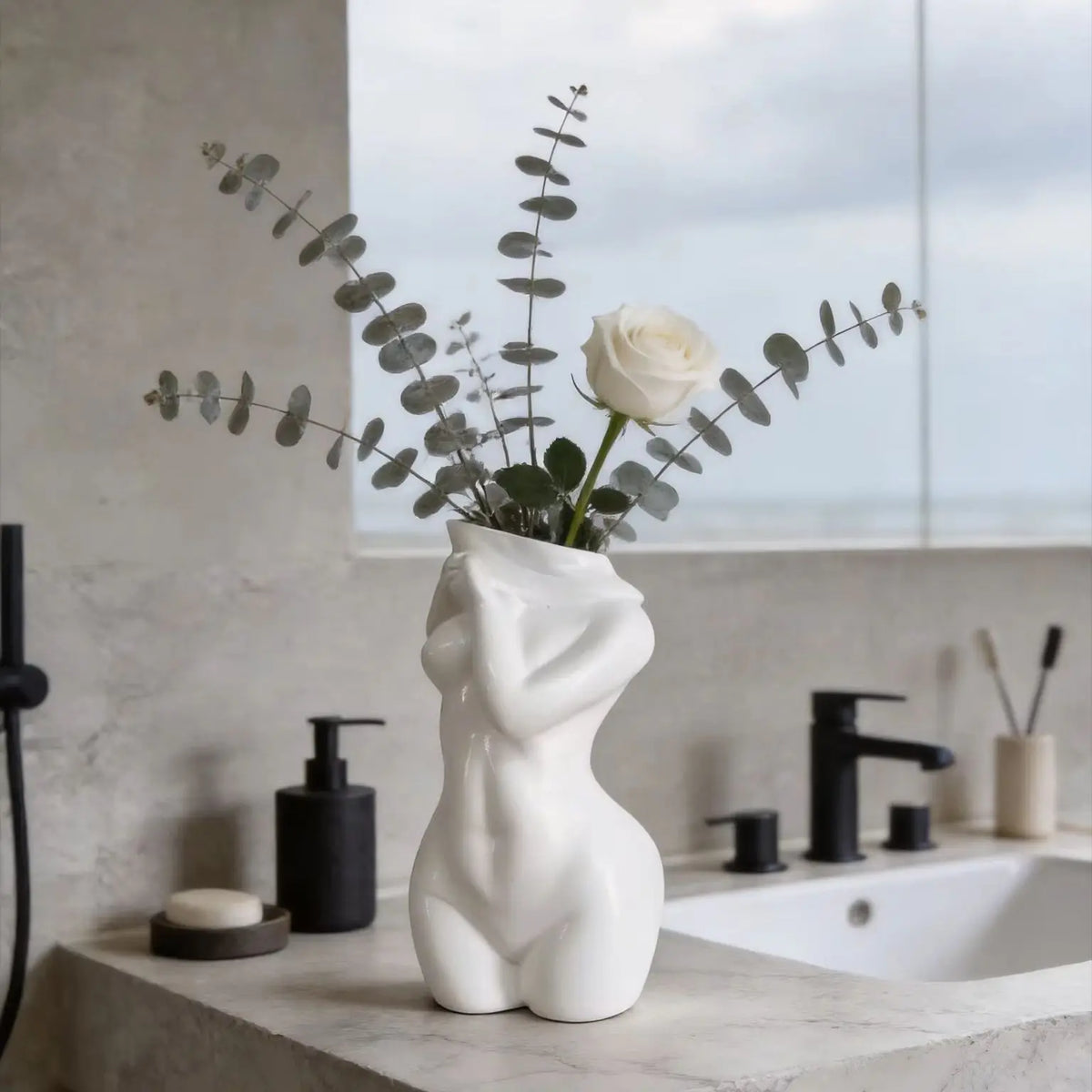 Abstract Female Torso Resin Vase