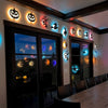 Halloween wall stickers featuring carved pumpkins and spooky silhouettes with LED night light effect