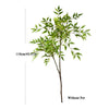 Artificial Nandina plant with green leaves shown standing tall without a pot.