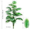 A realistic artificial palm tree featuring lush green silk leaves and a slender trunk.