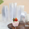 Clear Plastic Mini Dessert Cups with Spoons – Square Parfait & Appetizer Bowls for Parties