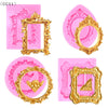 Four silicone frame molds in pink and gold for chocolate, clay, and craft projects