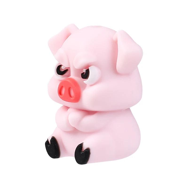 A pink silicone pig figurine used for jewelry making and DIY crafts.
