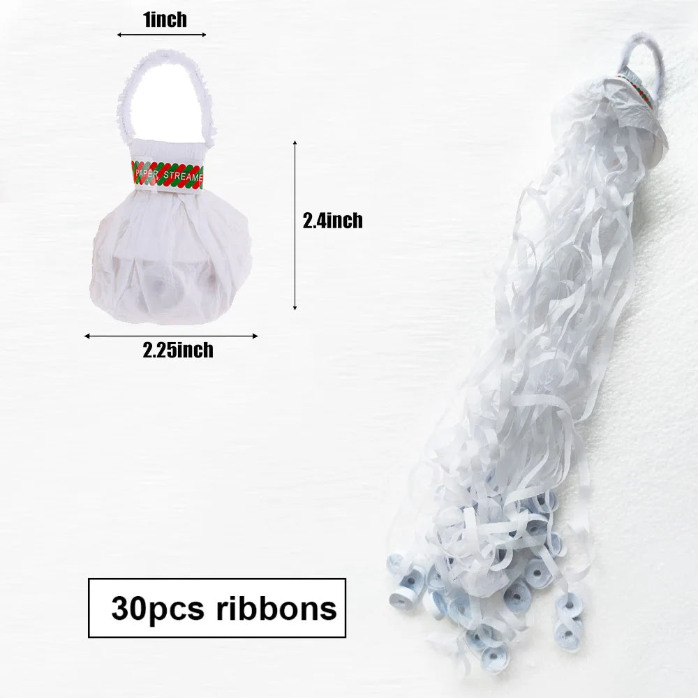 A bundle of 30 paper ribbons in red and brown colors for party decor.