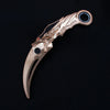 Anime-style blue dragon rotating claw knife model collectible display piece in gold finish