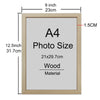 A wooden picture frame with an A4 photo size, featuring a light wood finish.