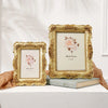 Elegant Golden Rose Resin Photo Frame