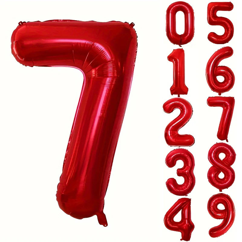 Large Red Number Foil Balloon for Birthday and Anniversary Decor