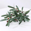 Artificial olive branch with dark purple fruits and realistic silk green leaves for home decor
