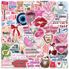 A collection of pink inspirational girl stickers featuring various phrases and cute illustrations.