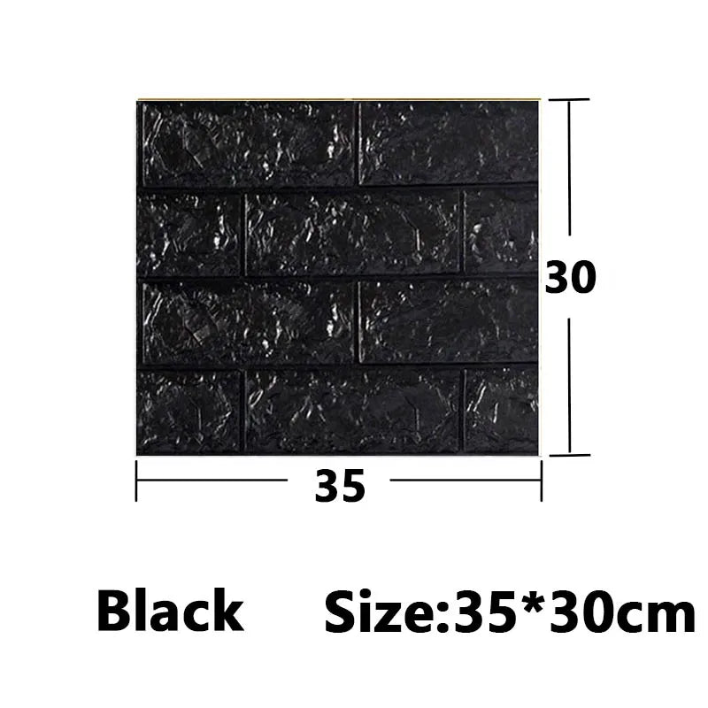 Black self-adhesive 3D foam wall panels measuring 35 by 30 centimeters
