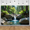 Forest Waterfall Wonderland Photography Backdrop
