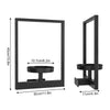 Black metal wall planter frame with a rectangular opening and a vertical hanging bracket for succulents