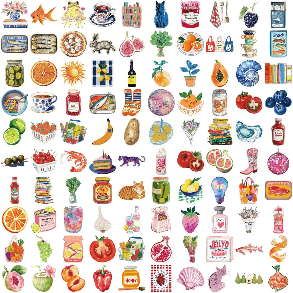 A collection of colorful Mediterranean aesthetic graffiti stickers for various surfaces.
