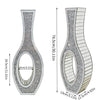 Tall silver mirrored vase with crushed diamond finish featuring a narrow neck and flared base.