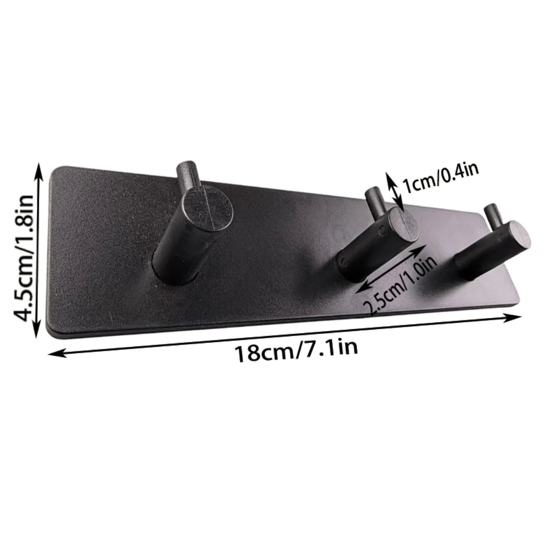 Black extra thick self-adhesive wall hook for keys and jewelry with multiple hooks