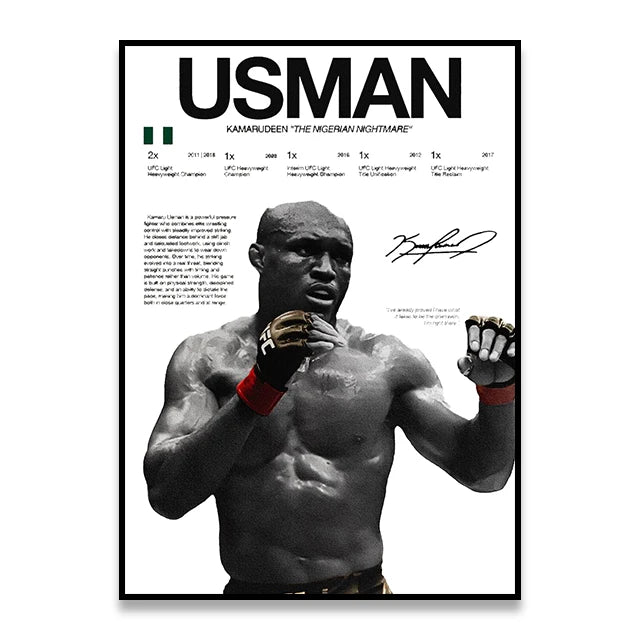 Black and white canvas wall art print featuring a muscular boxer with boxing gloves